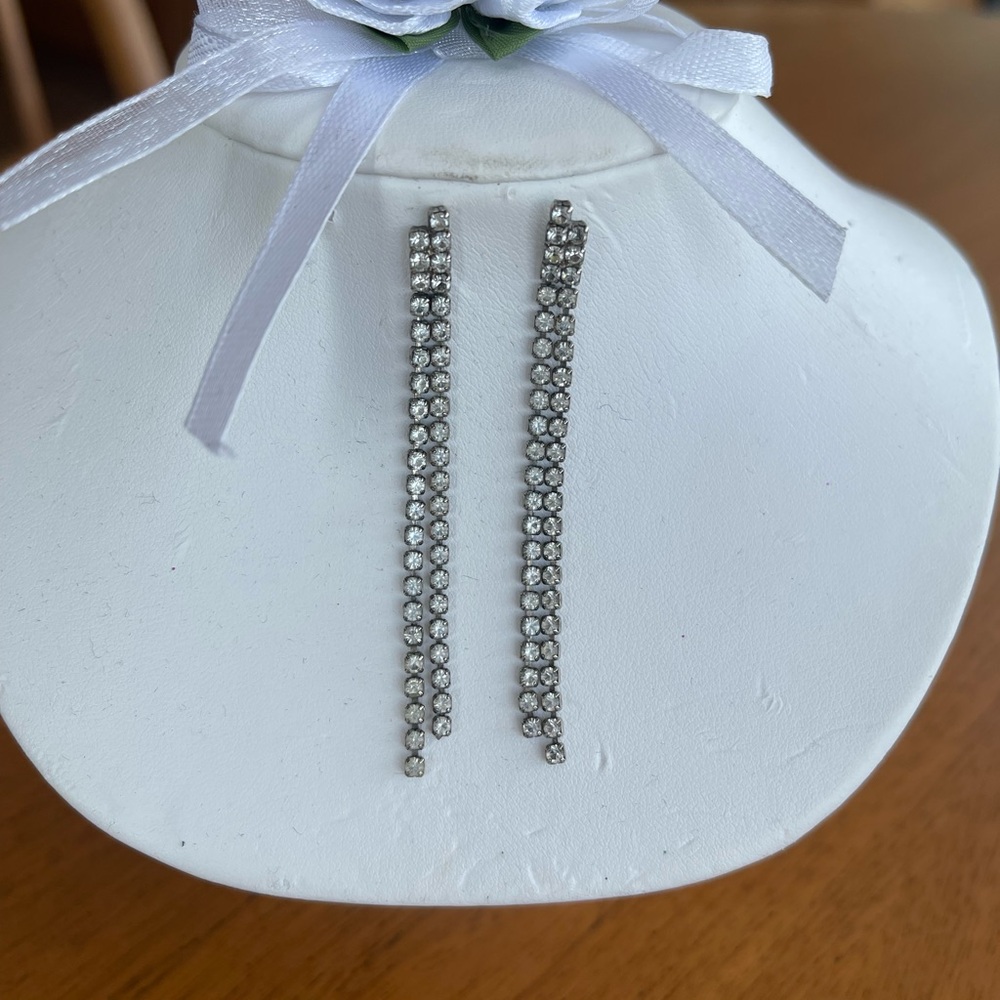 Faux Diamond Rhinestone tennis bracelet inspired Dangle Earrings